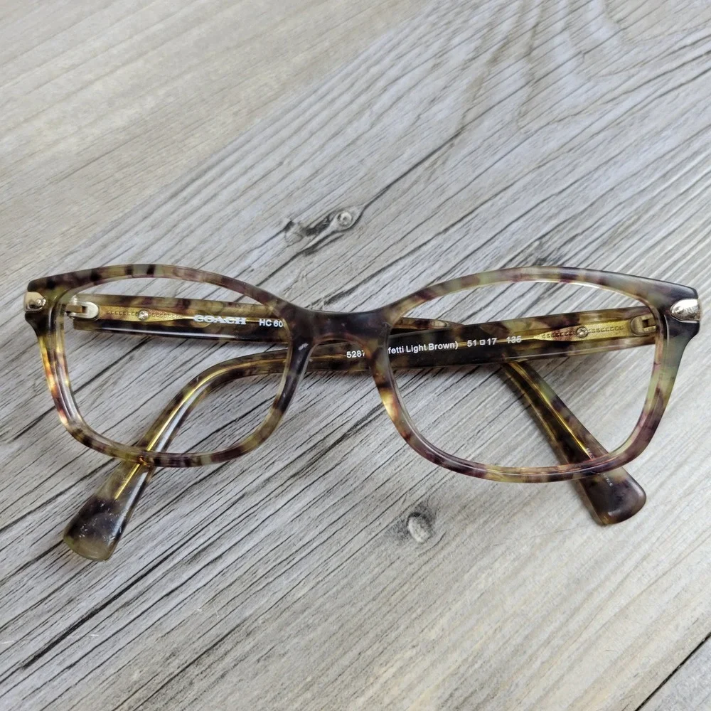 Coach Eyeglass Frames HC 6065 5287 Confetti Light Brown Cat Eye Women 51 17 135